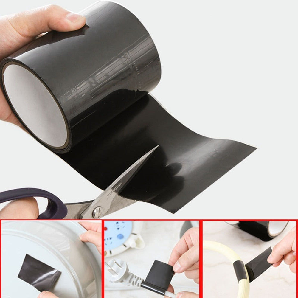 Zelfklevende waterdichte tape dicht een lekkende pijp effectief af. Ideaal voor binnen- en buitenklussen.