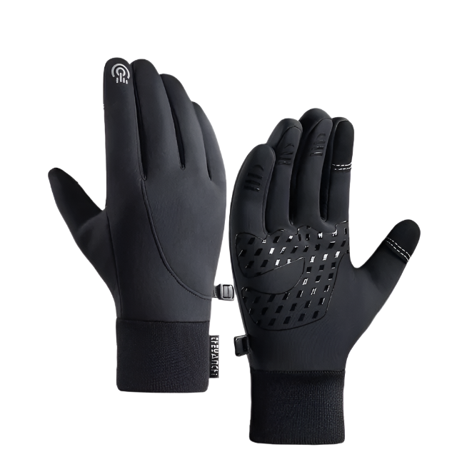 "Waterdichte thermohandschoenen met touchscreen, fleece voering, anti-slip palm; ideaal voor winteractiviteiten"