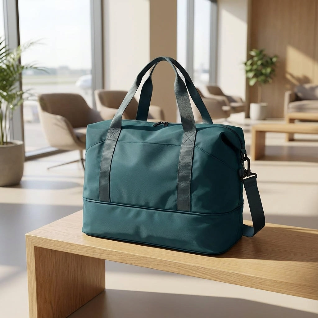 Waterdichte TravelNest reistas, ideaal voor weekendtrip of sport. Uitbreidbaar en unisex ontwerp.