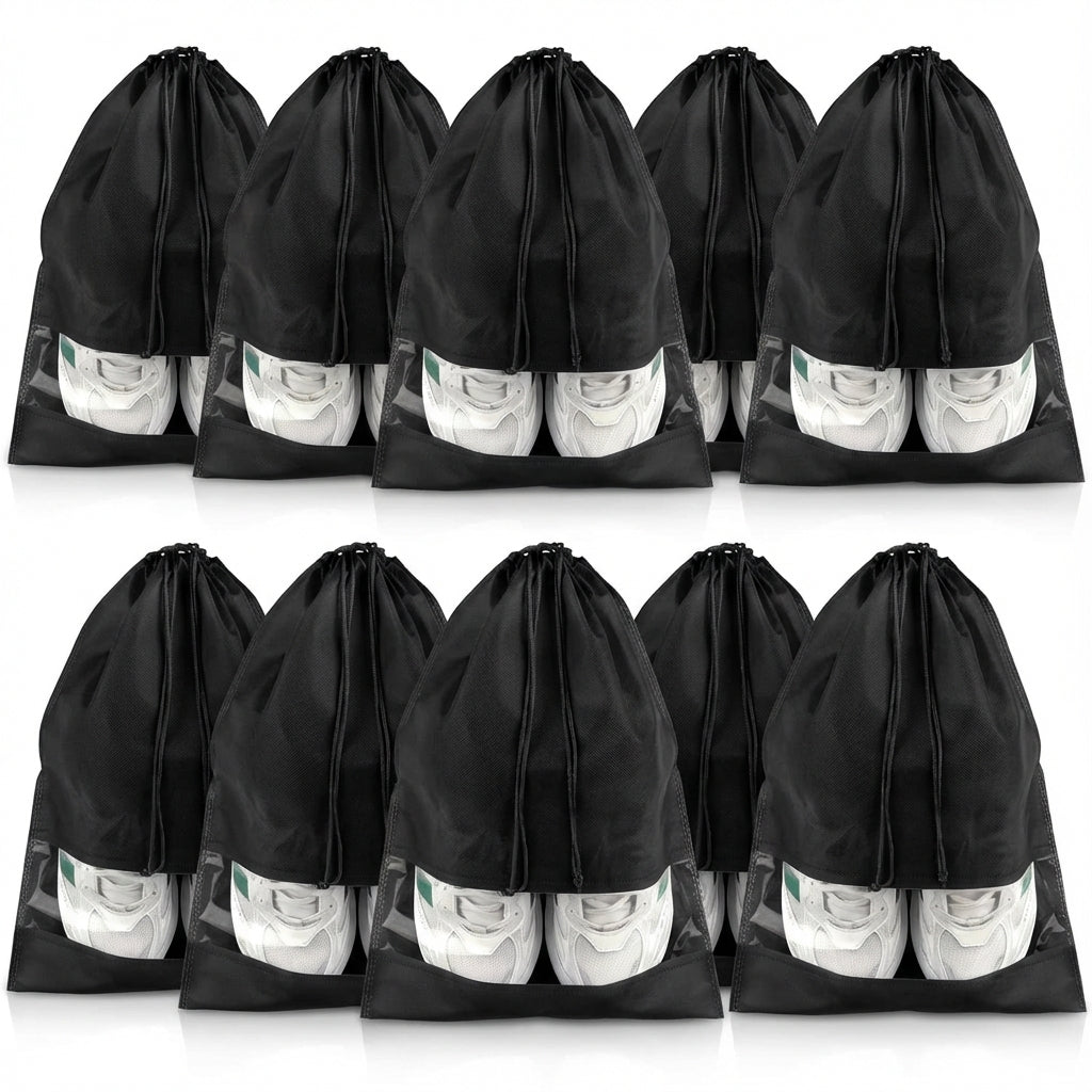 Diverse maten TravelSacko trekkoord schoenenzakken: perfecte organizers voor al je schoenen en accessoires.