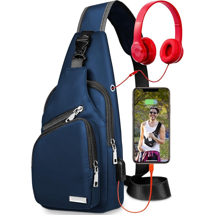 Ergonomische unisex WaveSling slingbag voor comfortabel dragen tijdens lange wandelingen of fietstochten.
