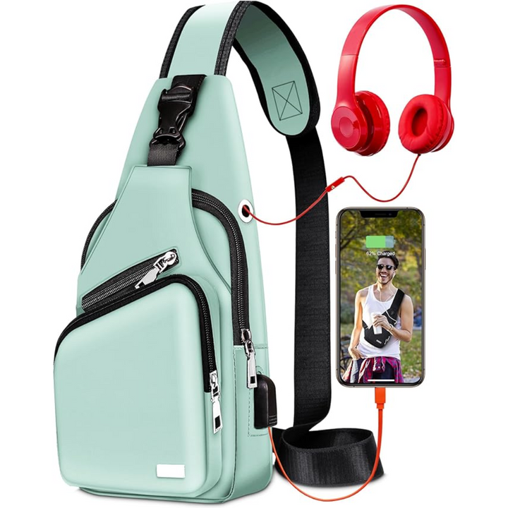 Stijlvolle unisex waterdichte rugzak/slingbag, geschikt voor zowel mannen als vrouwen, modern en compact.