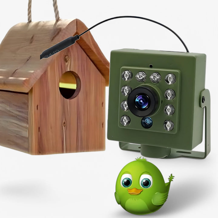 Weerbestendige WLAN vogelcamera HD met nachtzicht voor buiten, perfect voor vogelobservatie en beveiliging.