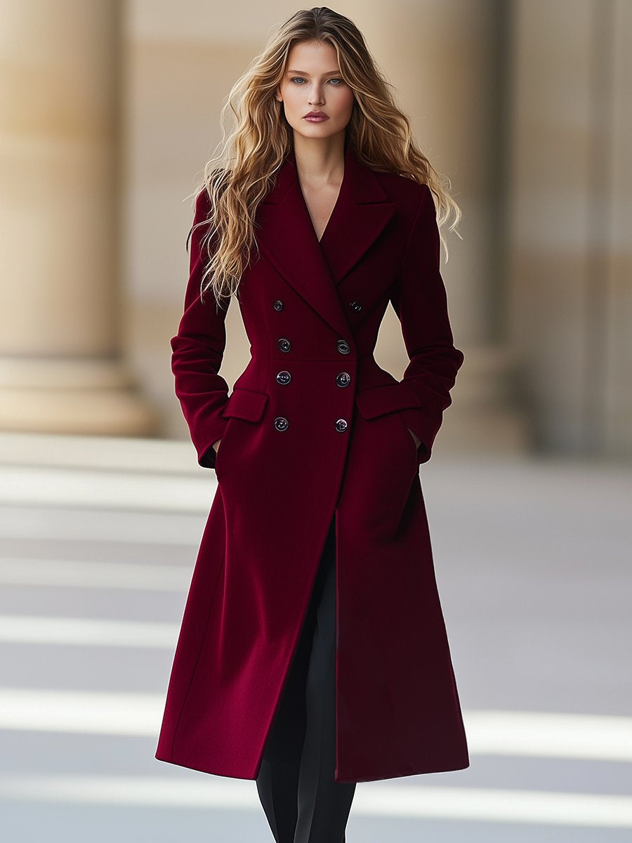 Luxe wijnrode damesmantel, tijdloze bovenkleding. Perfect als modieuze winterjas of statementjas.