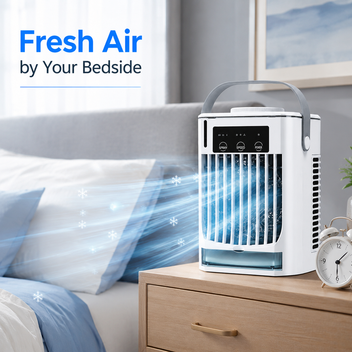Geniet van persoonlijke verkoeling met deze compacte witte USB mini koeler ventilator met waterkoeling.