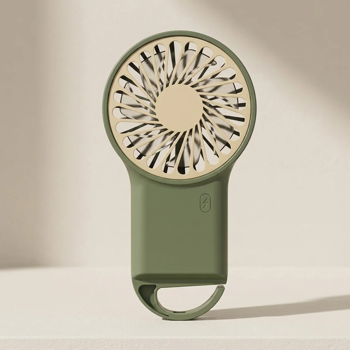 Witte draagbare USB ventilator, compact en stil. Ideale mini bureau- of reisventilator voor persoonlijke verkoeling.