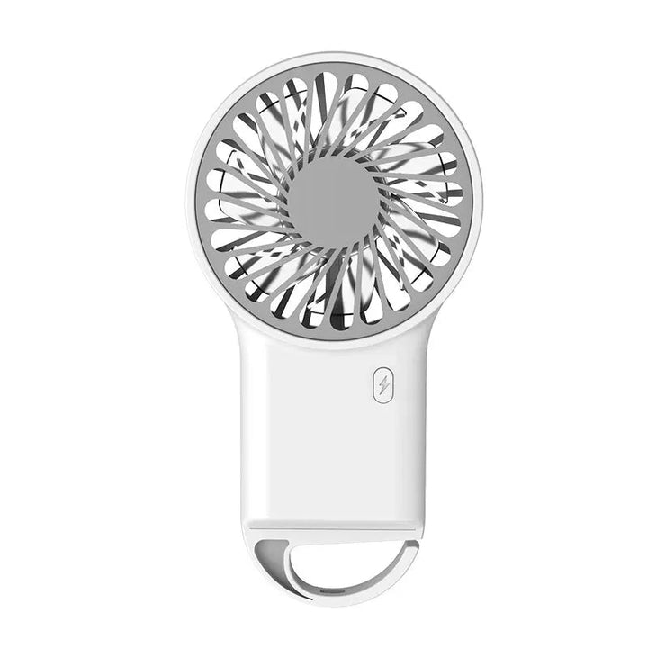 Stille persoonlijke USB ventilator, compact en draagbaar. Essentiële verkoeling voor onderweg, camping of bureau.