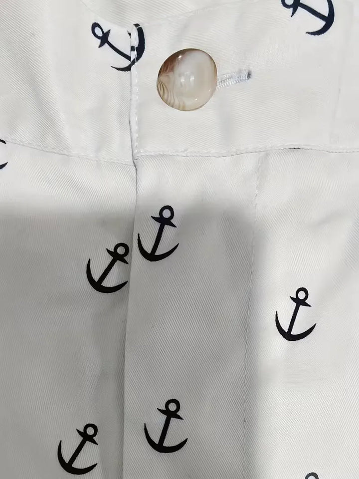 Stijlvolle heren strandshorts met ankerprint, midrise en comfortabel voor de zomer.