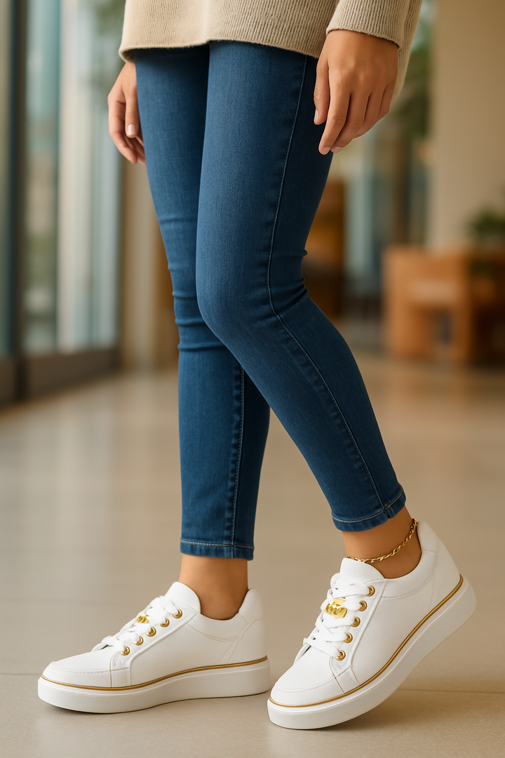 "Witte orthopedische damesschoenen, tijdloos design, comfortabel en stijlvol, geschikt voor dagelijks gebruik."