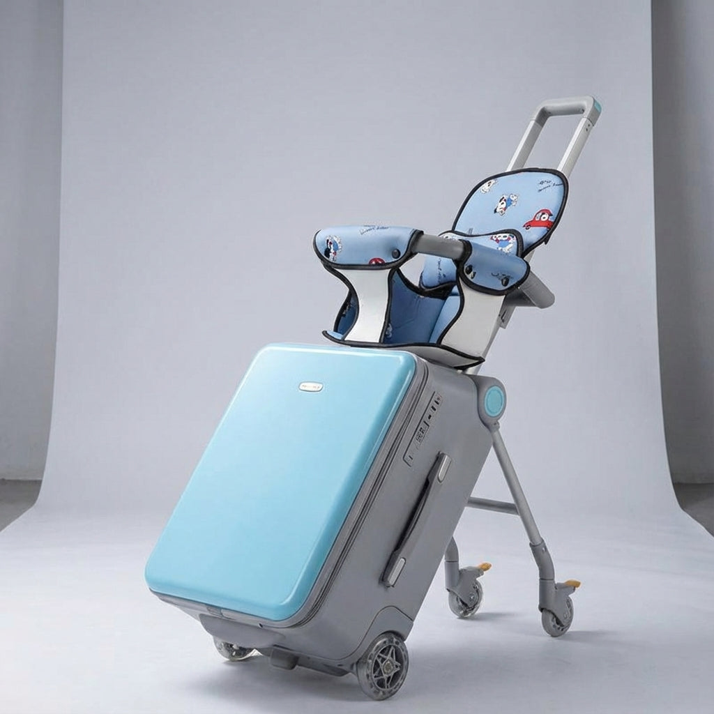 Gele ride-on kinderkoffer, perfecte kinderbagage en handbagage voor elke vakantie.