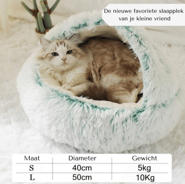 "Zachte pluche CozyHome mand voor katten en honden, beige kleur, biedt comfort en veiligheid met anti-slip onderkant."