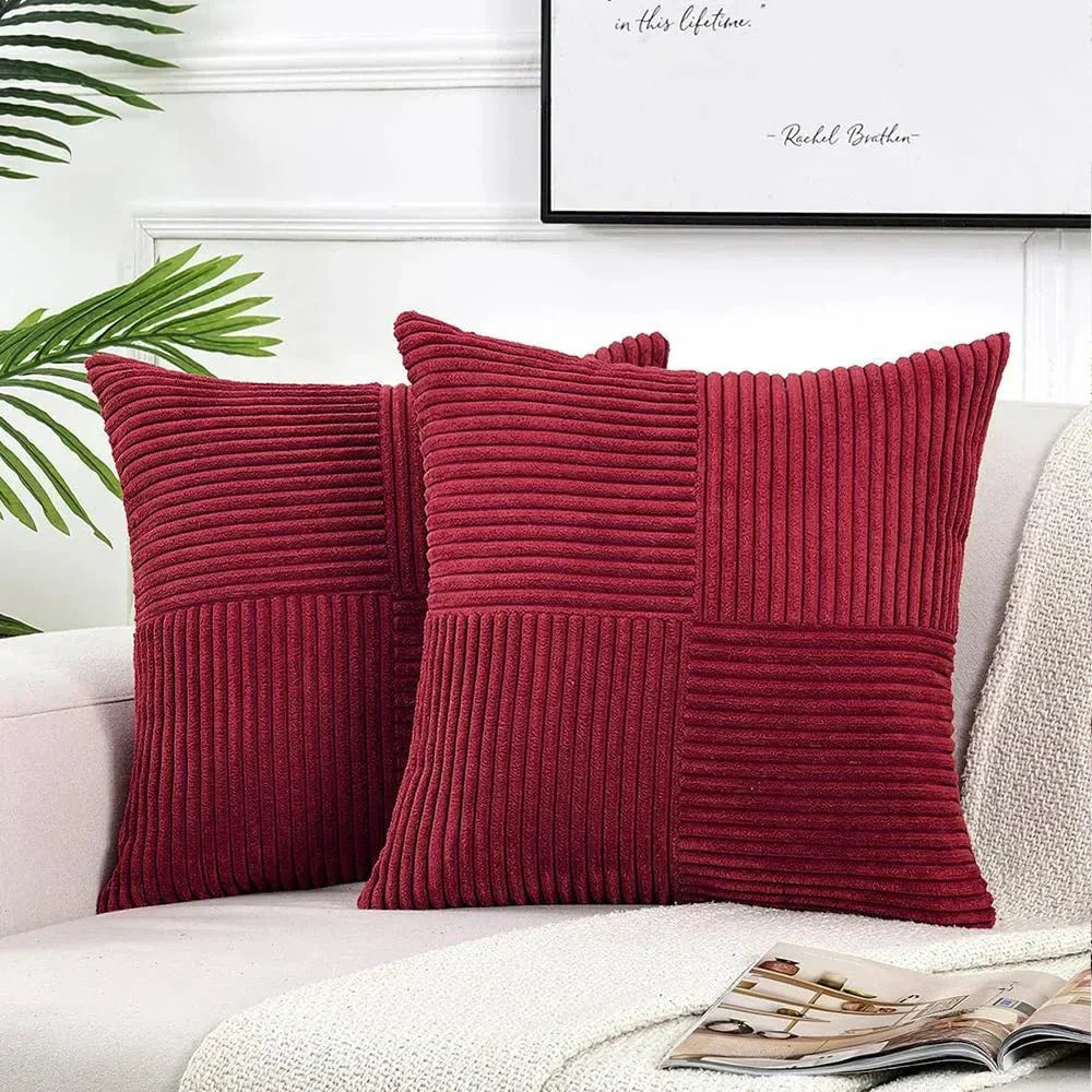 Assortiment van zachte ribfluwelen kussenhoezen 45x45 cm in diverse kleuren voor woondecoratie