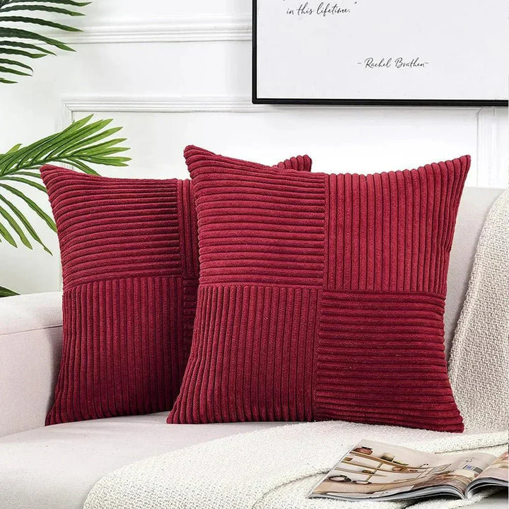 Assortiment van zachte ribfluwelen kussenhoezen 45x45 cm in diverse kleuren voor woondecoratie