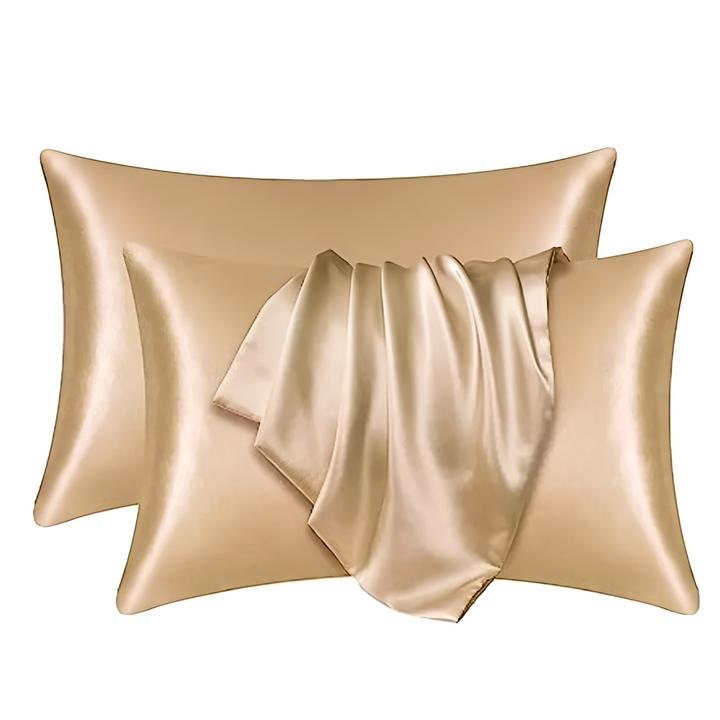 "Zachte zijden kussensloop van luxe moerbeizijde, textuur in elegante tinten, geschikt voor huid- en haarbescherming."