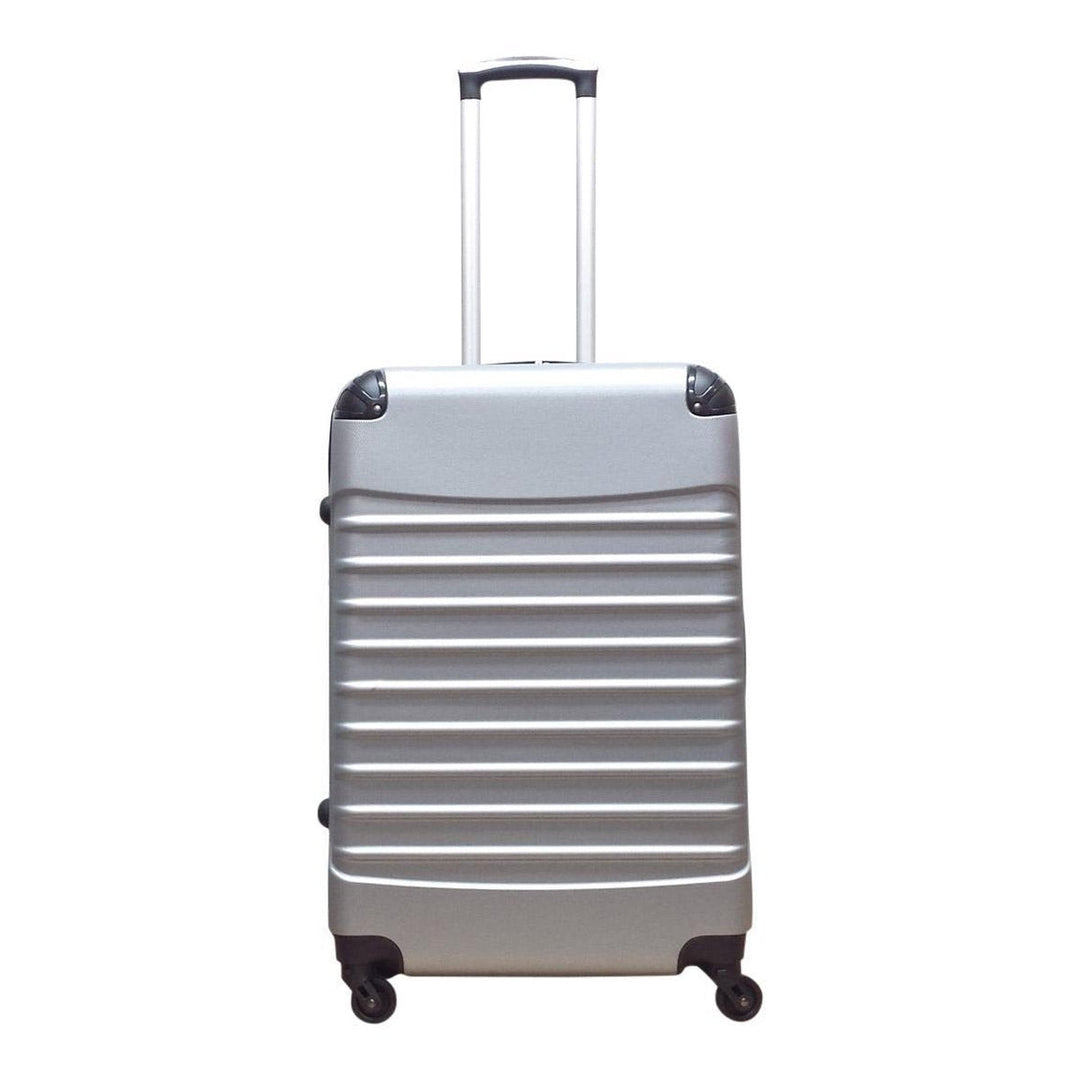 Veilige unisex zilveren 2-delige kofferset, hardshell met cijferslot en trolleyfunctie. Comfortabele reisbagage.