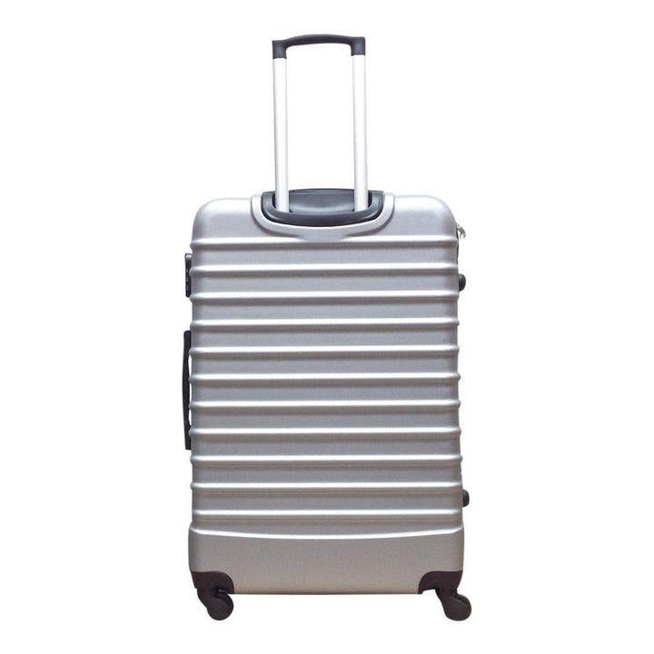 Blauwe ABS bagage koffer met 4 stille wielen en cijferslot, robuust en klaar voor vakantie.