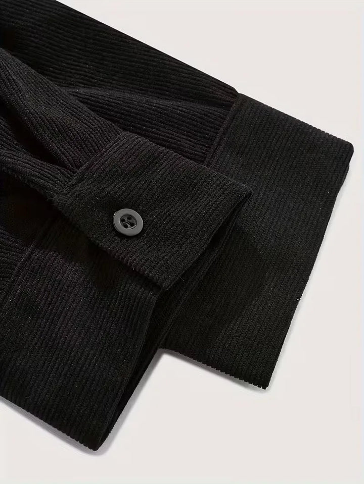 Blauw casual overhemd voor heren, comfortabel met ribstructuur en puntkraag.