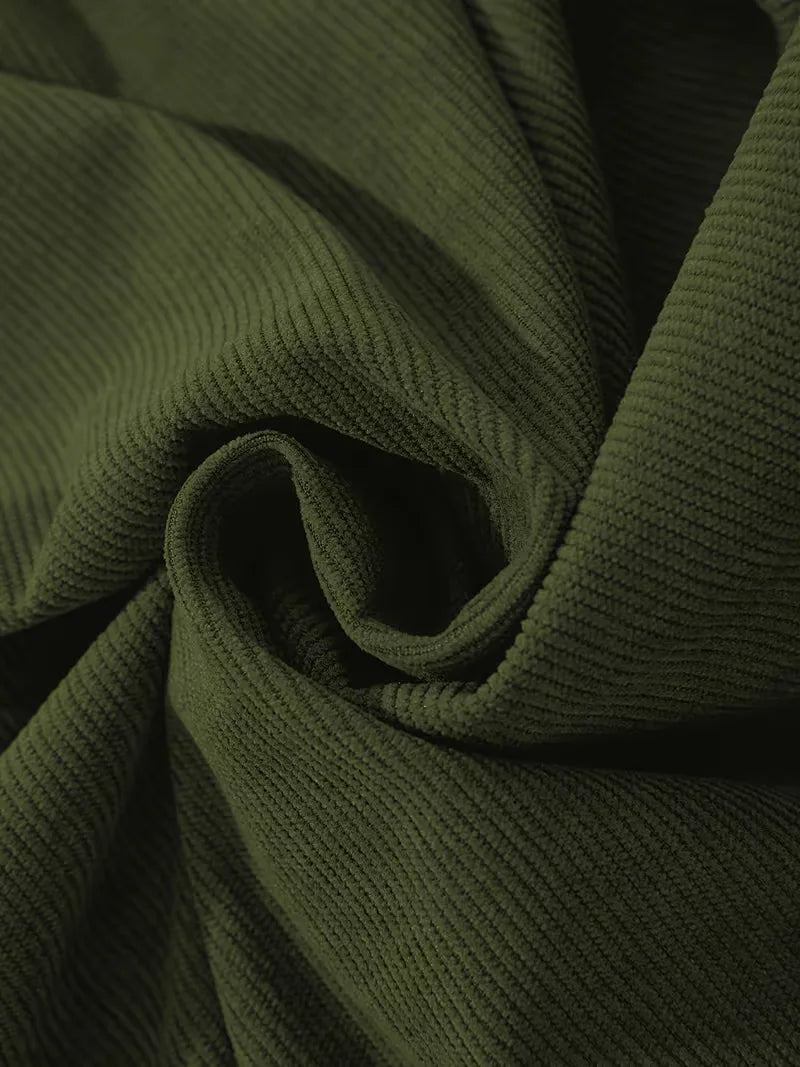 Donkergroen herenoverhemd, smartcasual, met ribstructuur en lange mouwen voor een complete look.