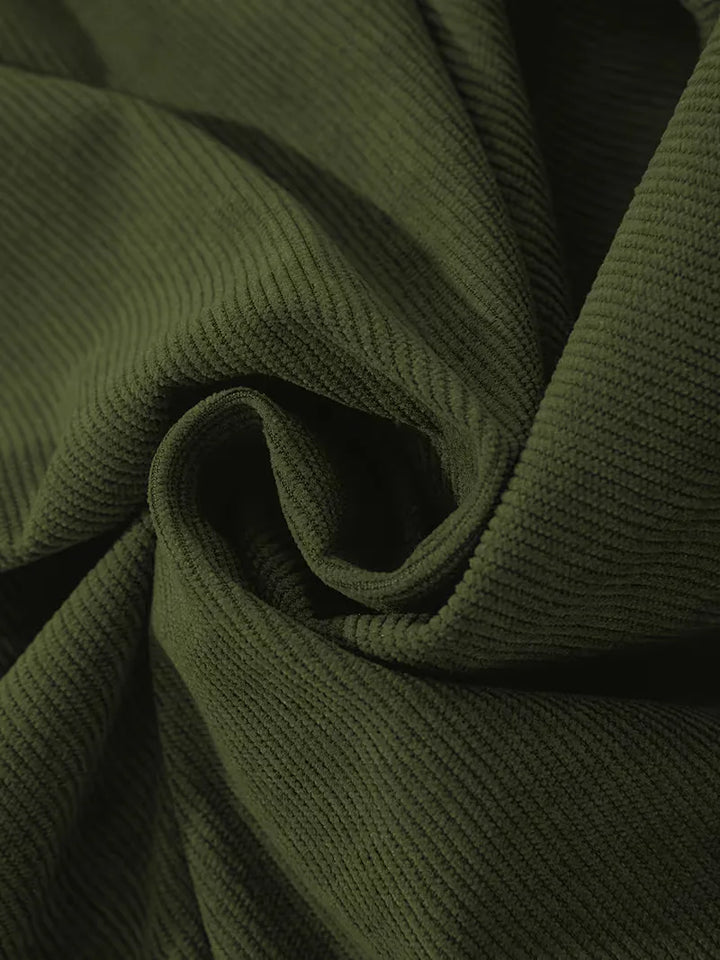 Donkergroen herenoverhemd, smartcasual, met ribstructuur en lange mouwen voor een complete look.