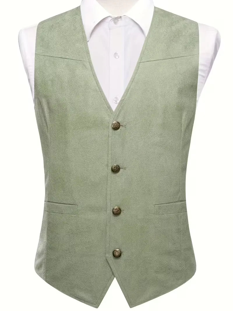 Zwart formeel gilet met knoopsluiting en v-hals, een must-have voor herenmode.