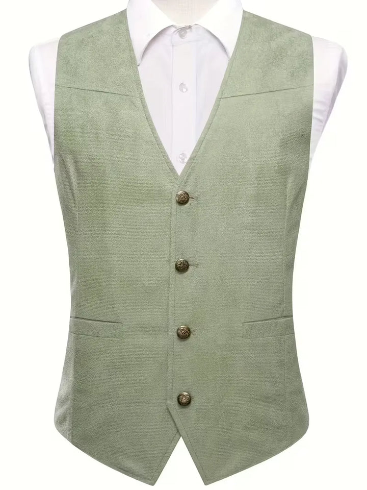 Zwart formeel gilet met knoopsluiting en v-hals, een must-have voor herenmode.