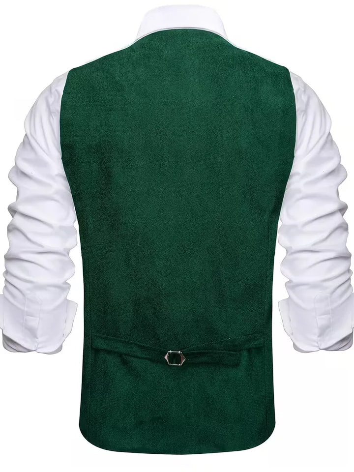 Marineblauw gilet met v-hals, knopen, perfect voor zakelijke evenementen.