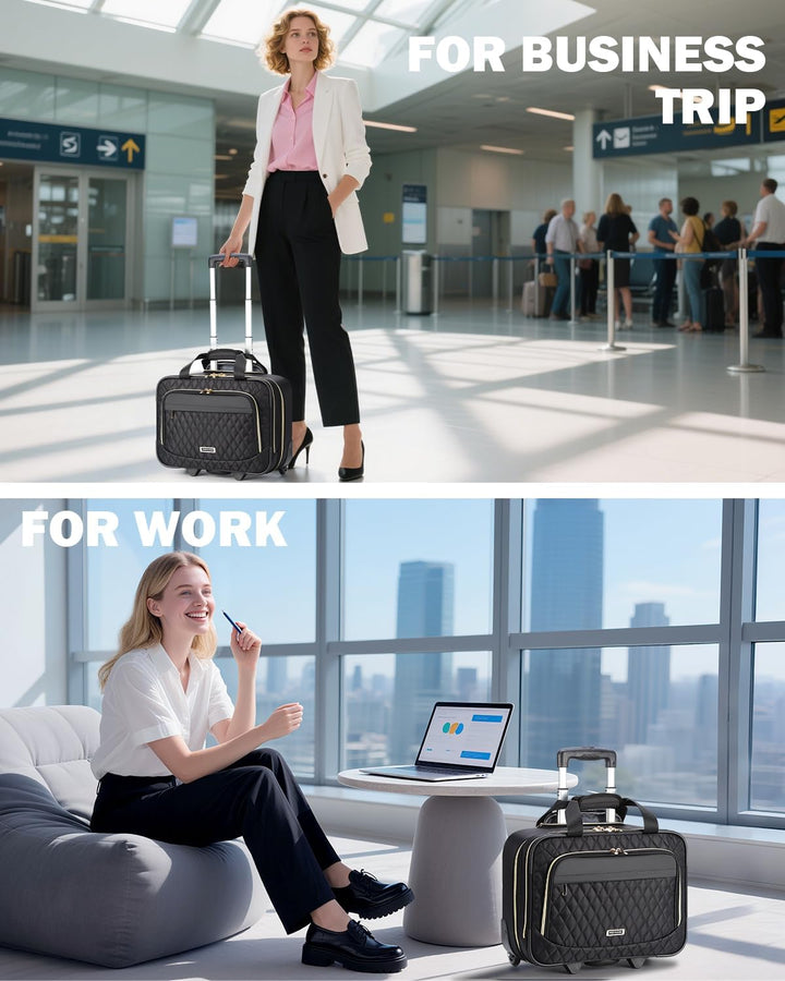 Duurzame 15,6" laptop reistrolley, geschikt als handbagage; veelzijdige en stevige zakelijke tas.