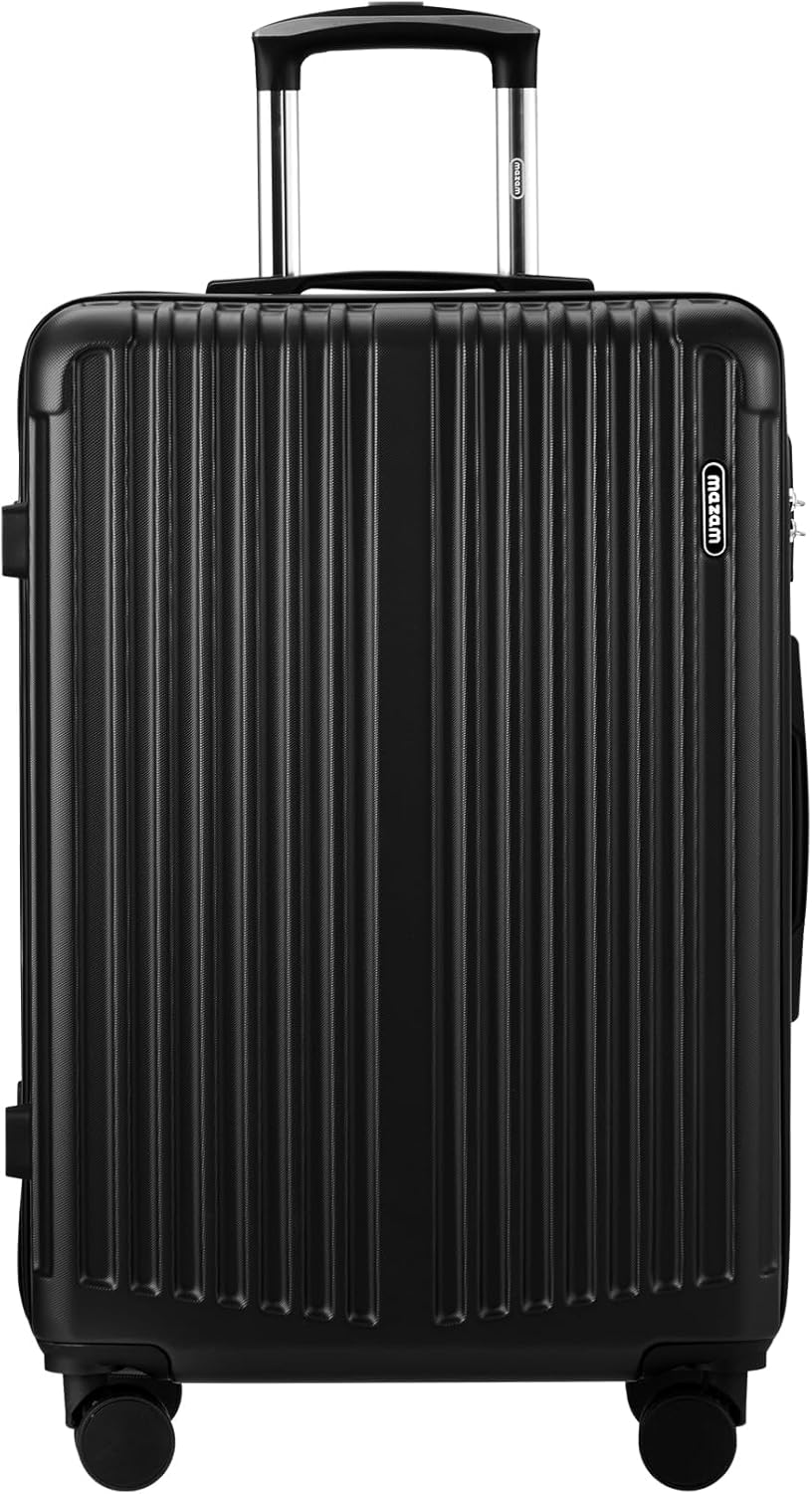 Grote zwarte hardshell reiskoffer (28") met soepele 360° draaiwielen en TSA-slot. Ideaal voor gemakkelijke bagageverplaatsing.