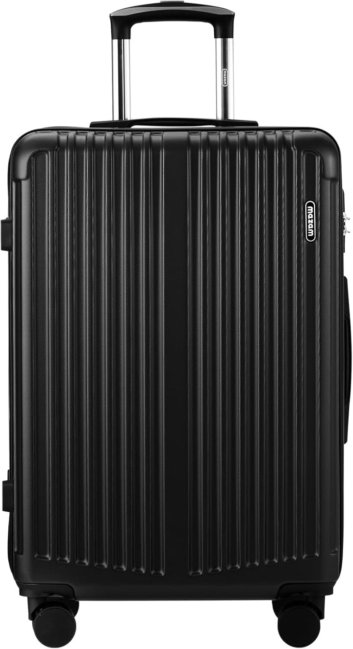 Grote zwarte hardshell reiskoffer (28") met soepele 360° draaiwielen en TSA-slot. Ideaal voor gemakkelijke bagageverplaatsing.