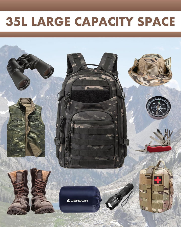Tactische Molle rugzak 35L, uitermate geschikt als reis- of wandelrugzak voor alle seizoenen.