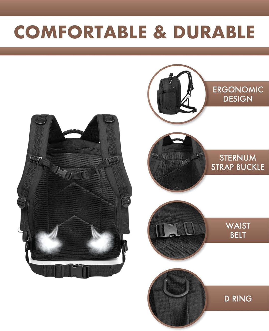 Robuuste 35L unisex outdoor rugzak, klaar voor elk avontuur, van stad tot wildernis.