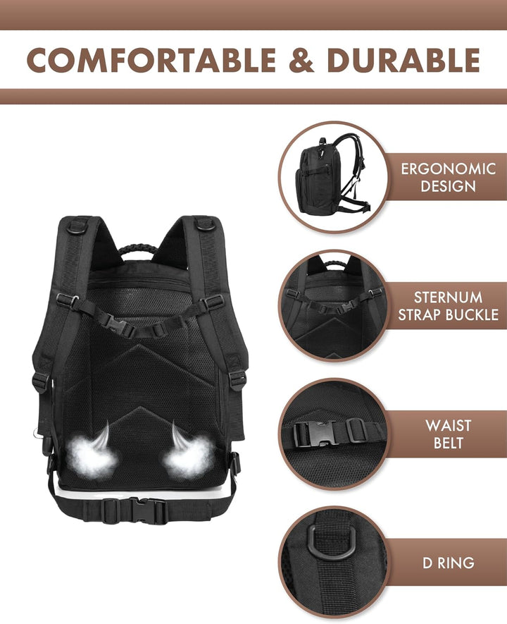 Robuuste 35L unisex outdoor rugzak, klaar voor elk avontuur, van stad tot wildernis.