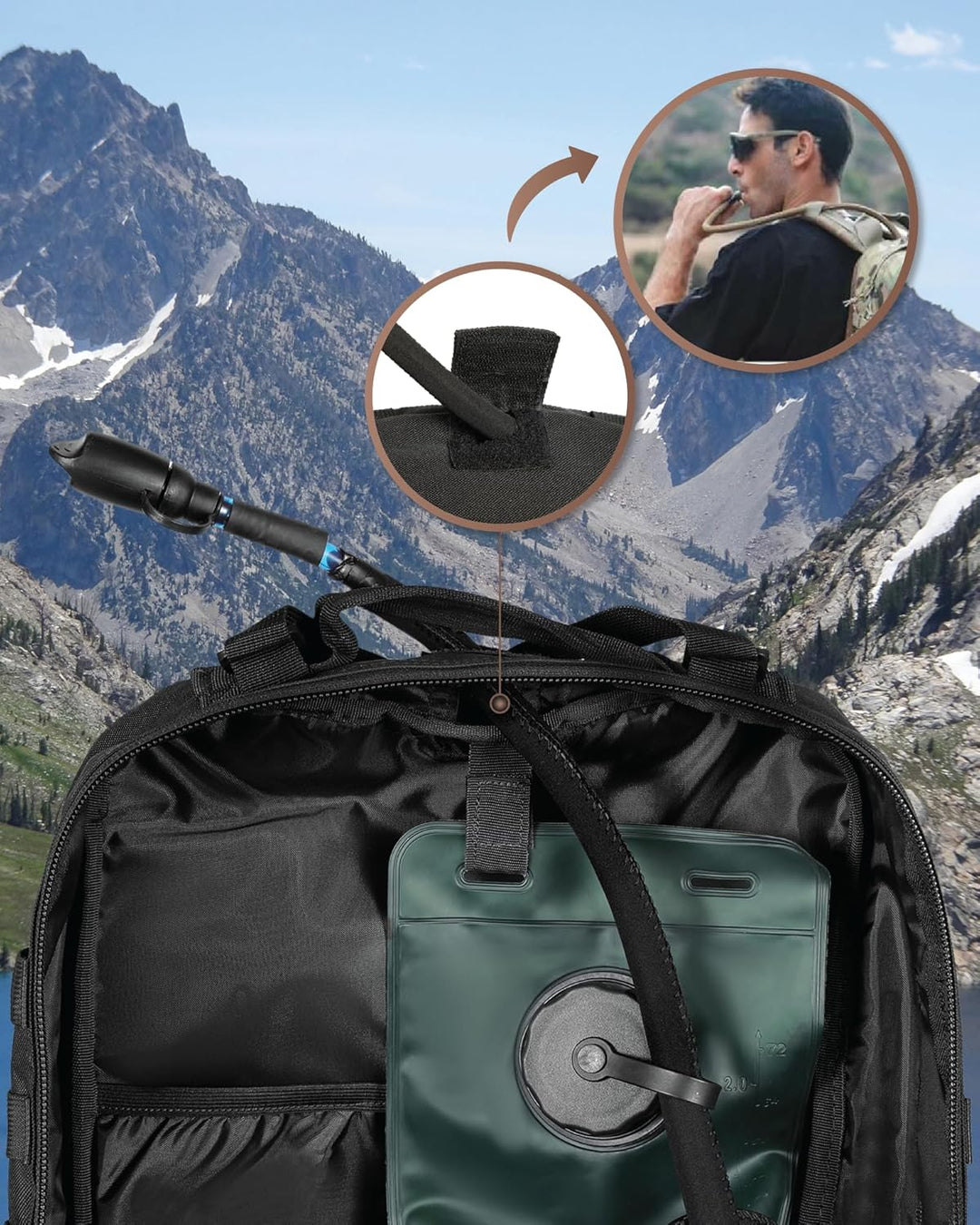 Sterke en lichtgewicht 35L tactische rugzak, ontworpen voor comfort tijdens lange trektochten.
