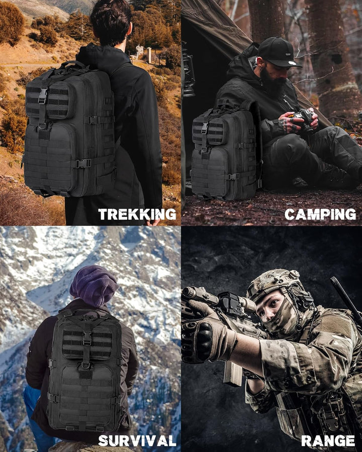 Modieuze 35L legerstijl rugzak, ideaal als laptoprugzak en voor korte kampeertrips.