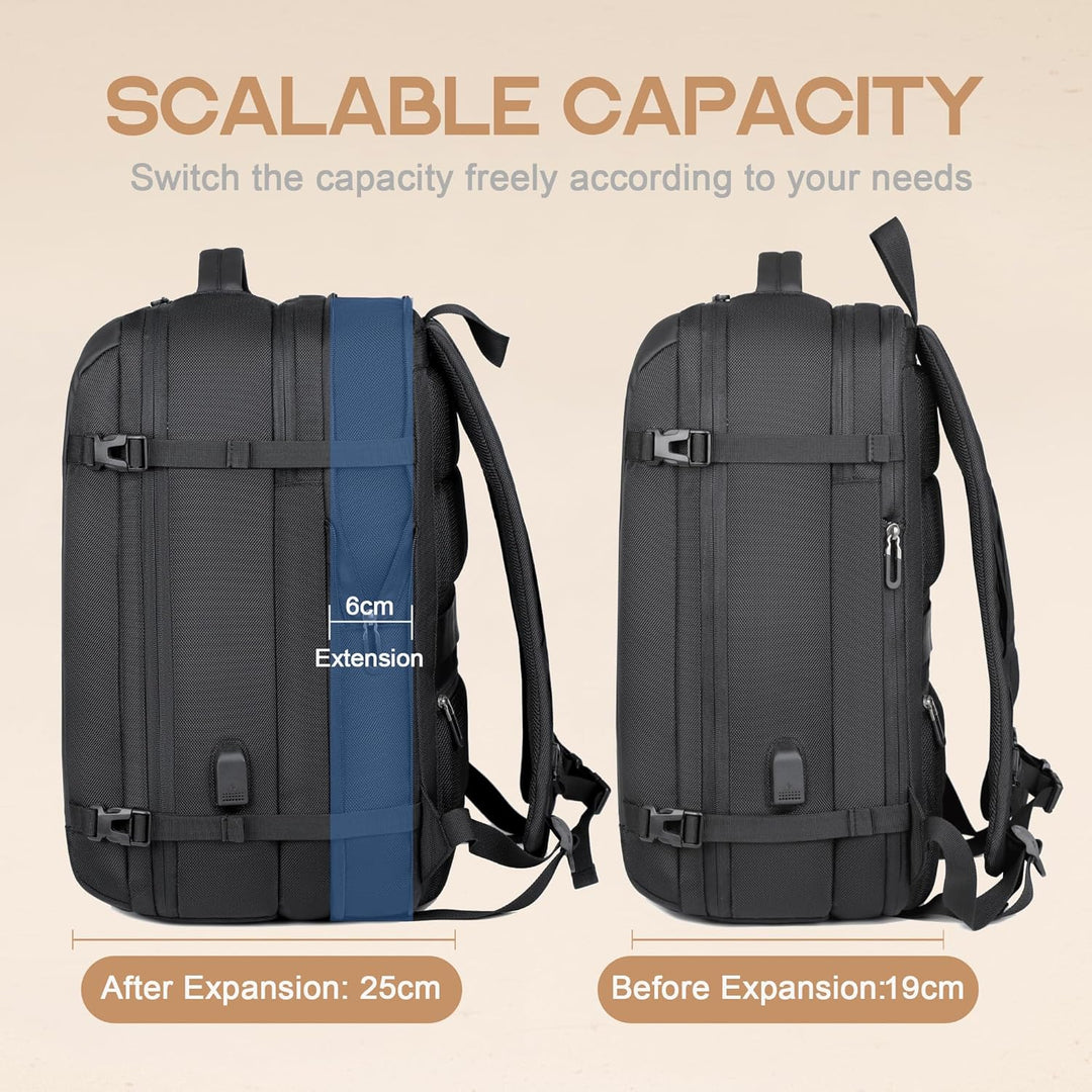Unisex 40L waterdichte AirVoyage rugzak, perfect als handbagage. Duurzaam, uitbreidbaar en met anti-diefstal functies.