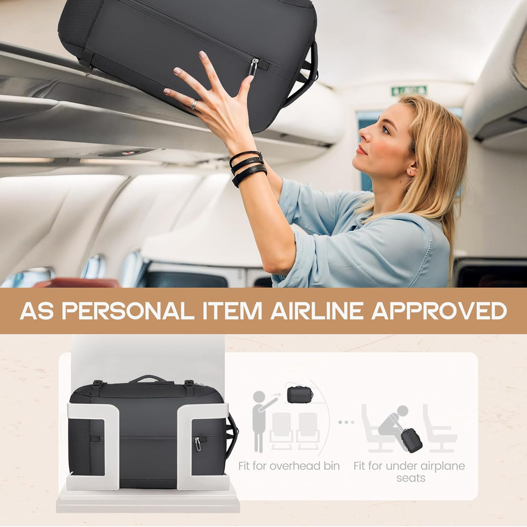 Interieur van de AirVoyage rugzak met apart 17” laptopvak en meerdere compartimenten voor geordende opslag.