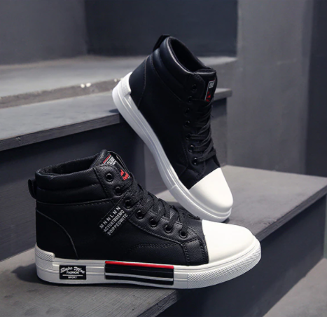 Modebewuste heren casual hoge schoenen in zwart/wit, ideaal voor een relaxte en toch stijlvolle uitstraling.