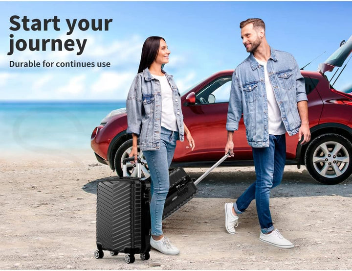 Zwarte hardshell handbagage koffer met stevige constructie en 360° spinner wielen.