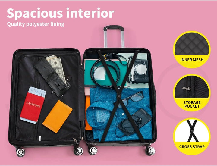 Compacte zwarte handbagage koffer, ideaal voor korte reizen en als reiskoffer in het vliegtuig.