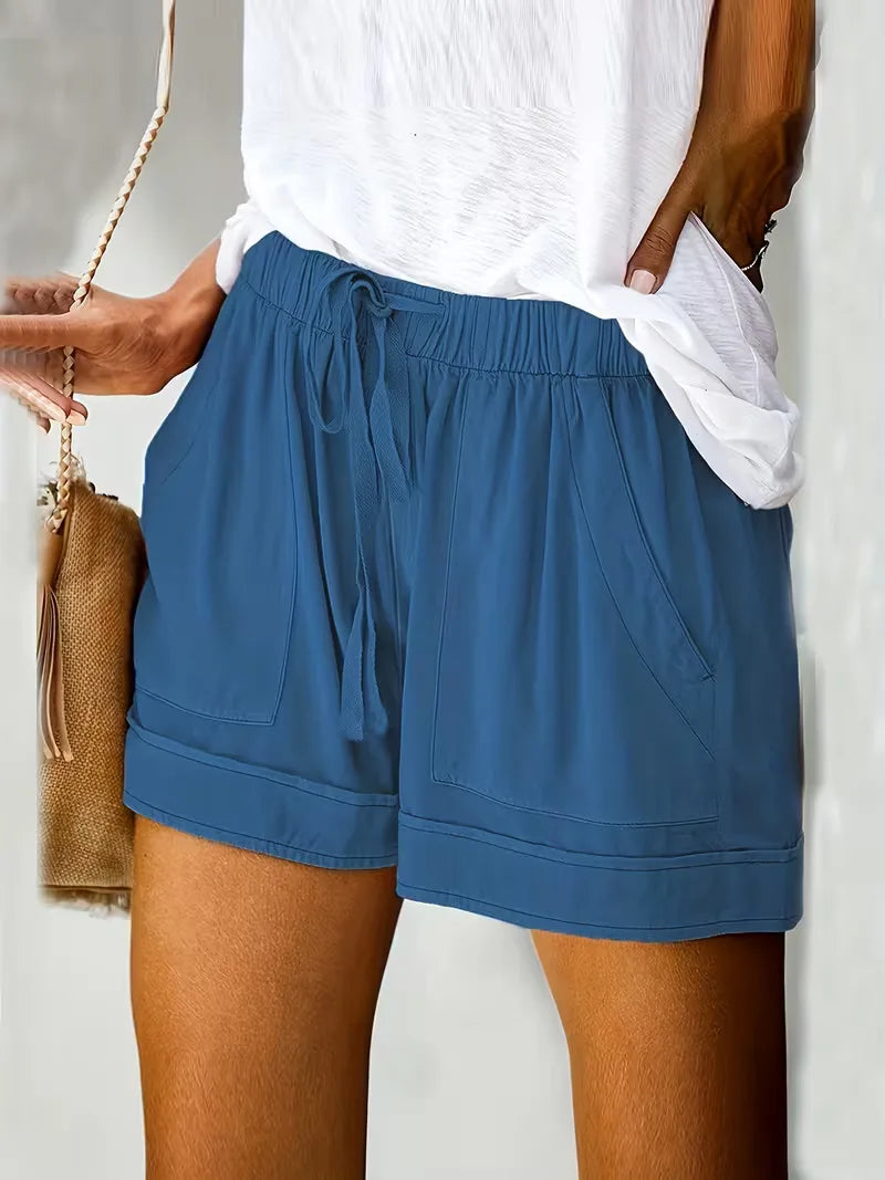Terracotta dames casual shorts, relaxte pasvorm, trekkoord. Geschikt voor loungewear.