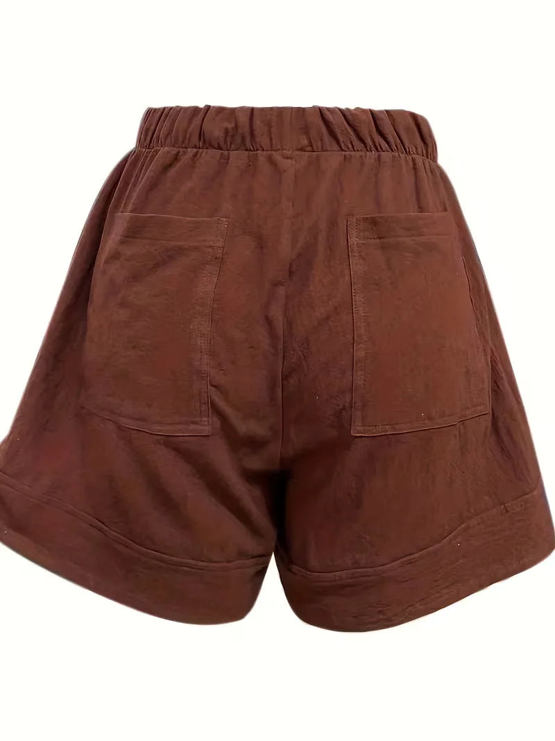 Terracotta dames loungewear shorts, zachte stof. Ideaal voor thuis of strand.
