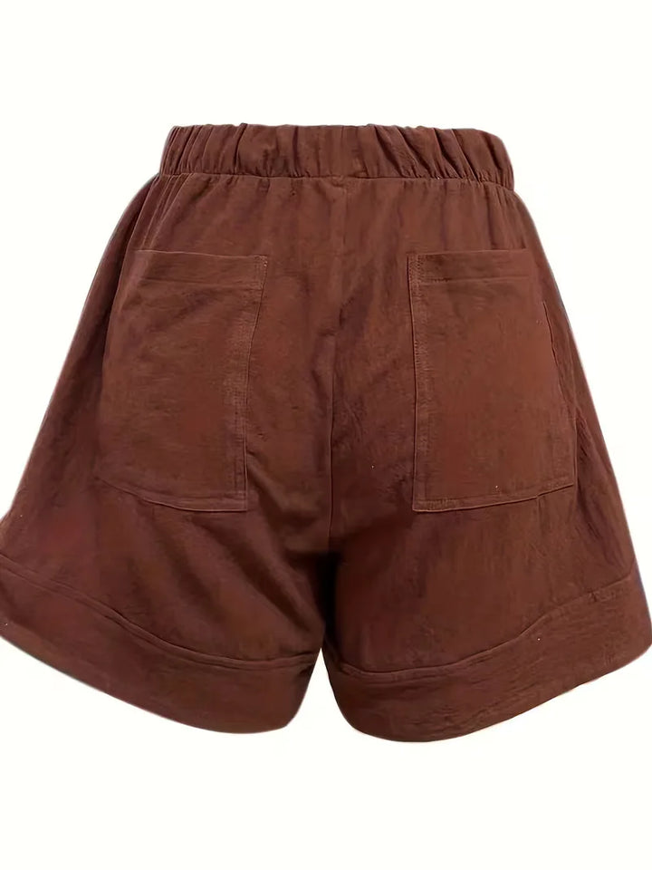 Terracotta dames loungewear shorts, zachte stof. Ideaal voor thuis of strand.