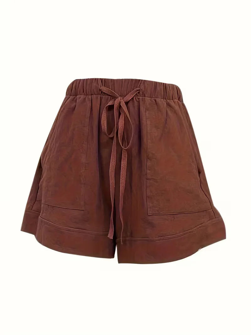 Lila casual dameshorts, wijde pijpen, comfortabel. Perfecte zomerse veelzijdigheid.