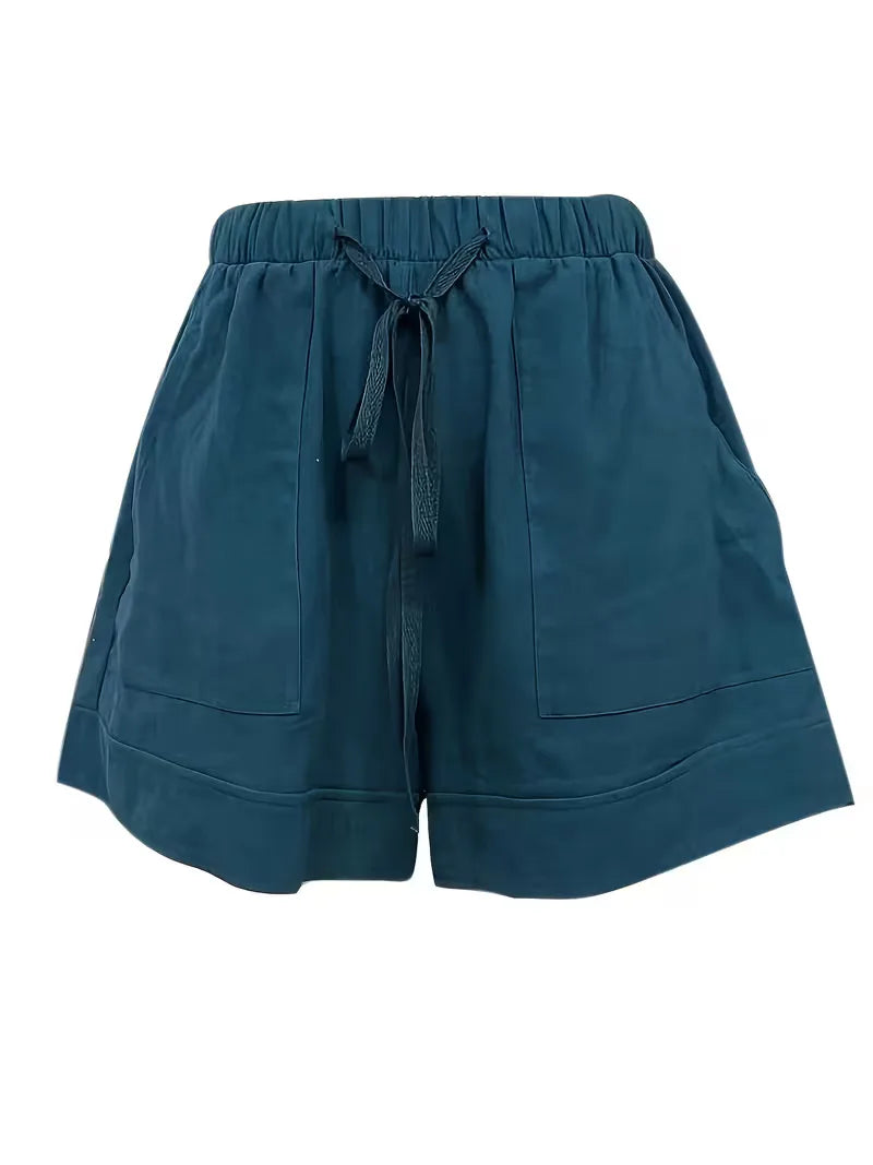 Lila casual dameshorts, elastische tailleband. Modieus en comfortabel voor elke dag.