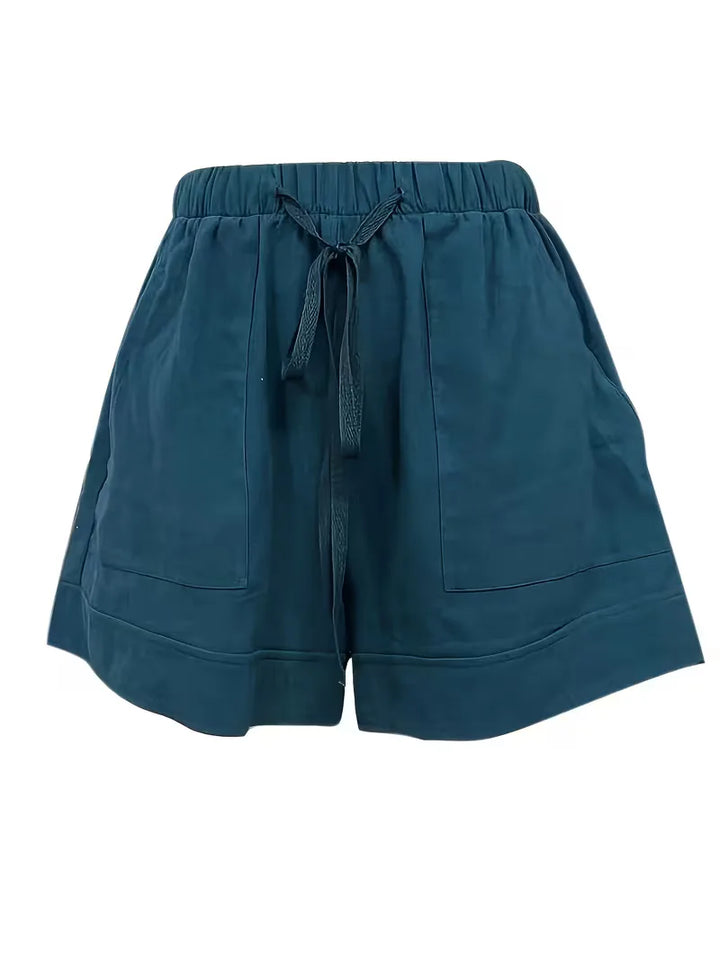 Lila casual dameshorts, elastische tailleband. Modieus en comfortabel voor elke dag.
