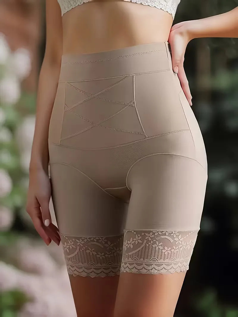 Dames corrigerende shapewear short met hoge taille, naadloos ondergoed in zwart of khaki voor strakke look.