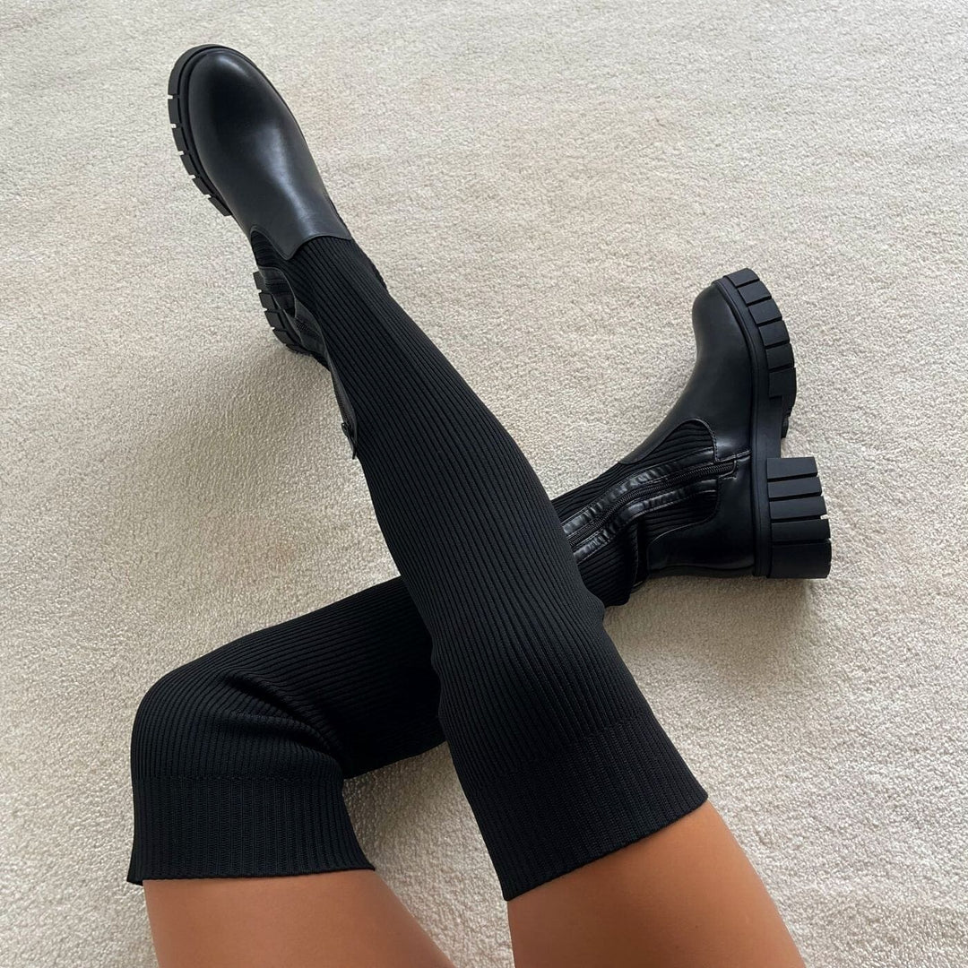 Zwarte dames stretch laarzen voor perfecte pasvorm en ultiem comfort. Ideaal voor de winter.