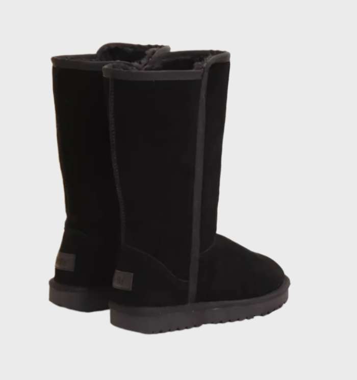 Zwarte dames winterlaarzen met warme voering en waterdichte bescherming voor dagelijks comfort.