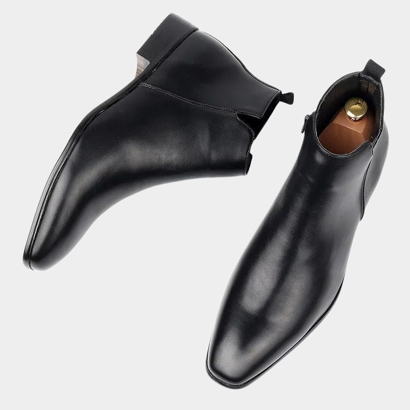 Comfortabele heren Chelsea ritslaarzen met lage hak en antislip zool. Ideaal voor dagelijks gebruik.