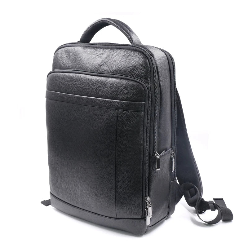 Luxe heren leren rugzak met innovatief vingerafdrukslot; een veilige en stijlvolle keuze voor werk en onderweg.